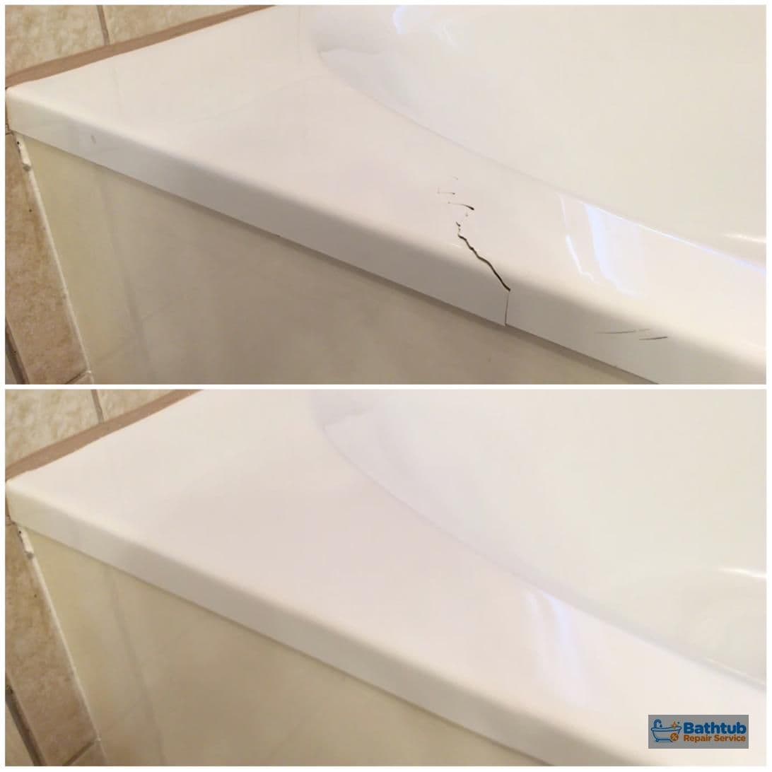 Bathtub crack repair before and after in McKinney, TX